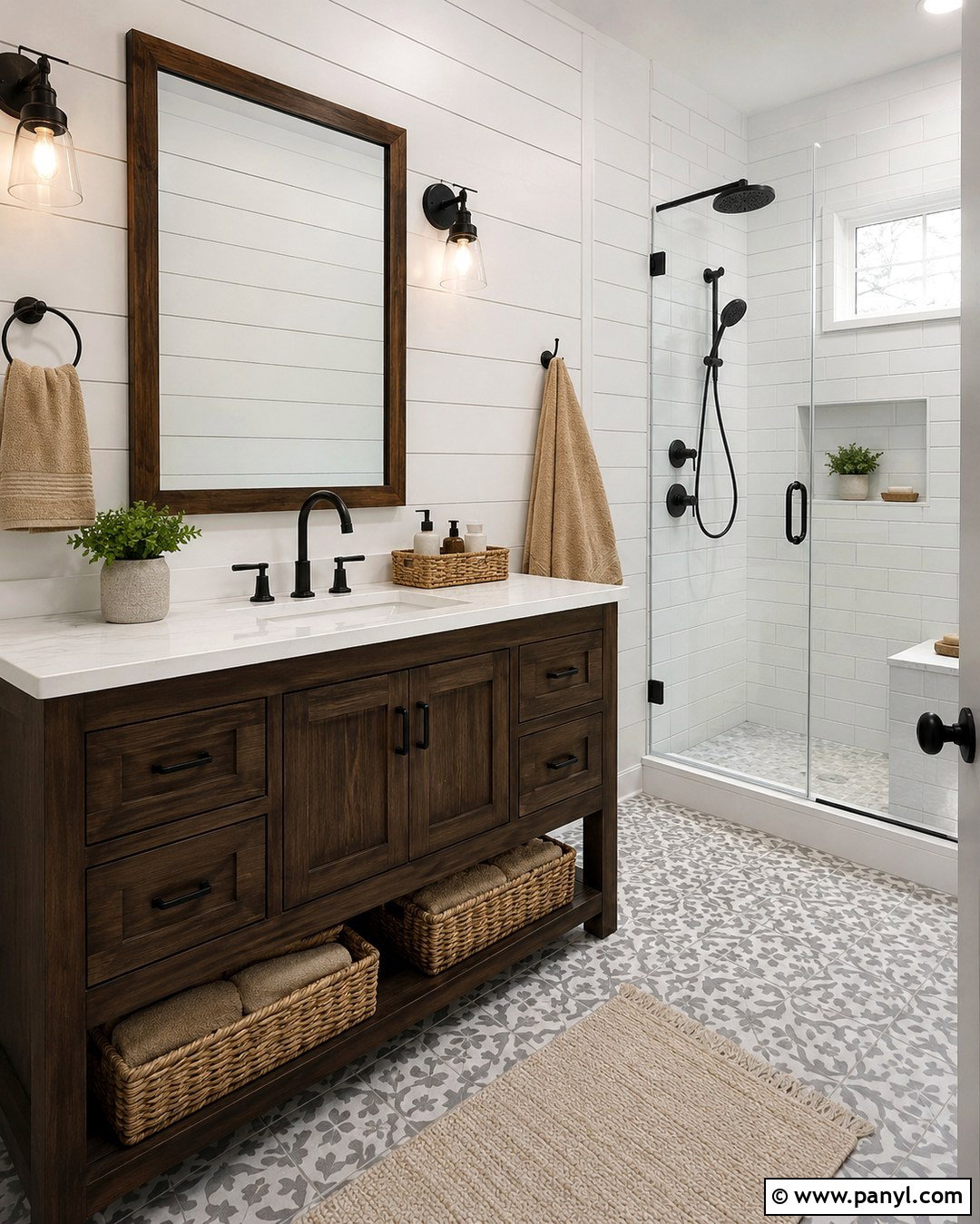 Bathroom With White Shiplap Walls - 20 White Walls In Bathroom Ideas