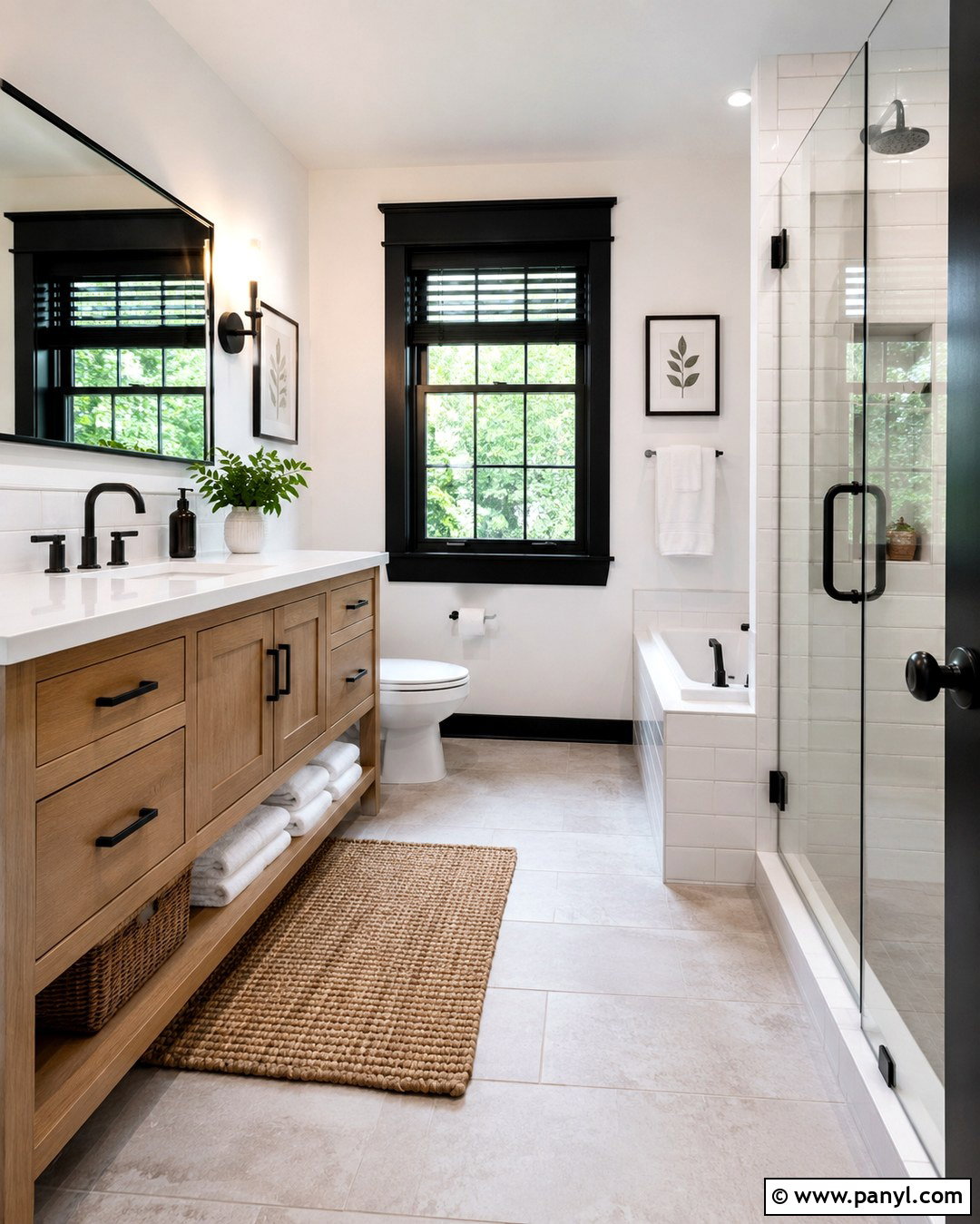 Bathroom With White Walls And Black Trim - 20 White Wall And Black Trim Ideas