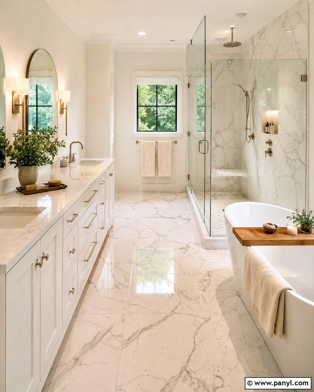 Bathroom With White Walls And Marble - 20 White Walls In Bathroom Ideas