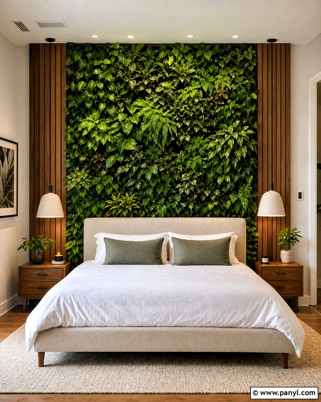 Bedroom Green Wall Headboard - 20 indoor green wall design ideas