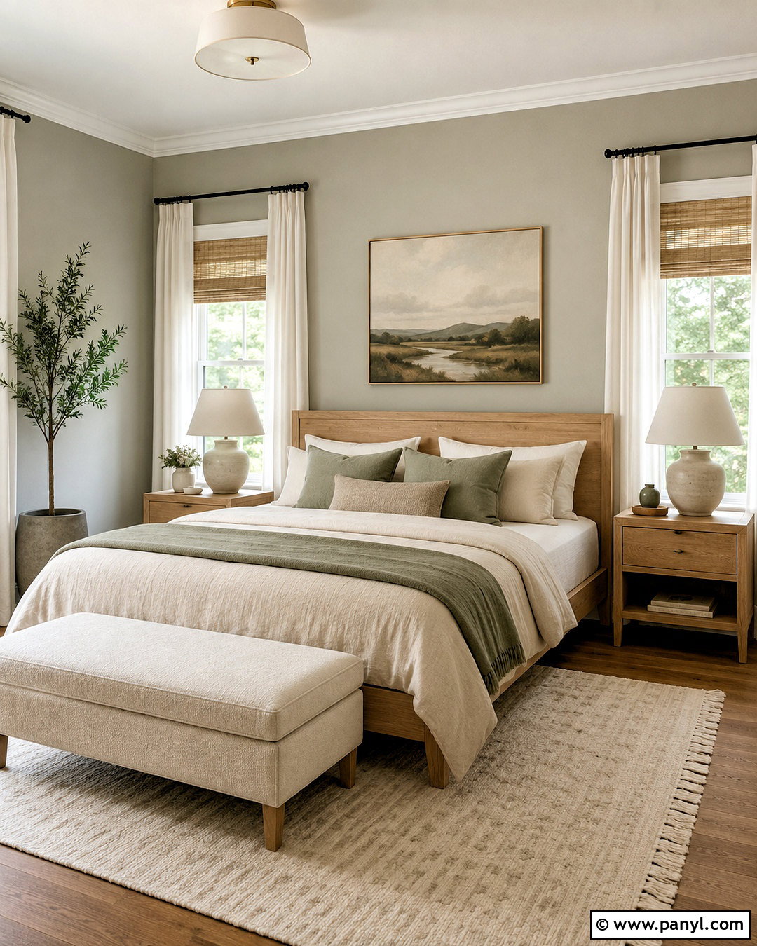 Bedroom Greige Walls With Linen Bedding - 40 greige walls
