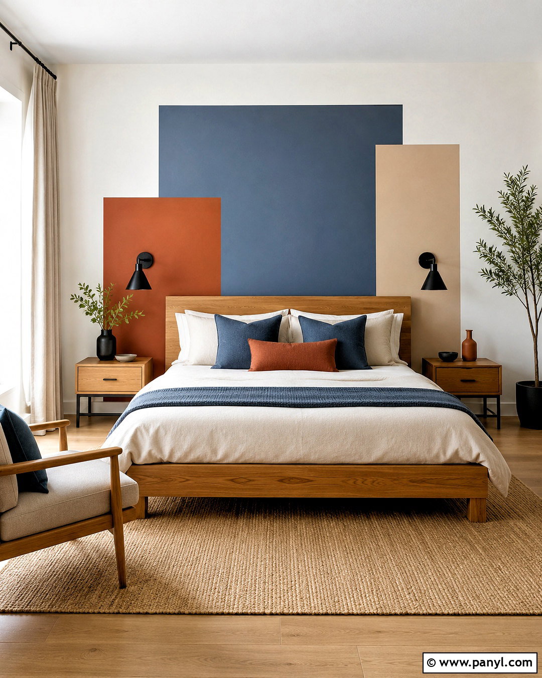 Bedroom Headboard Geometric Wall Paint - 35 Simple Geometric Wall Paint Ideas