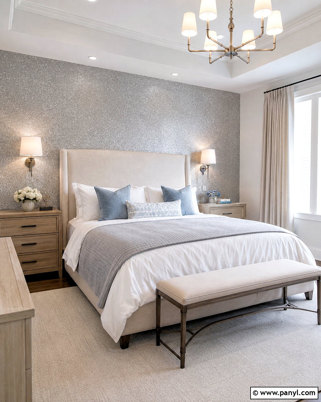 Bedroom Silver Glitter Wallpaper Wall - 35 silver shimmer wall ideas