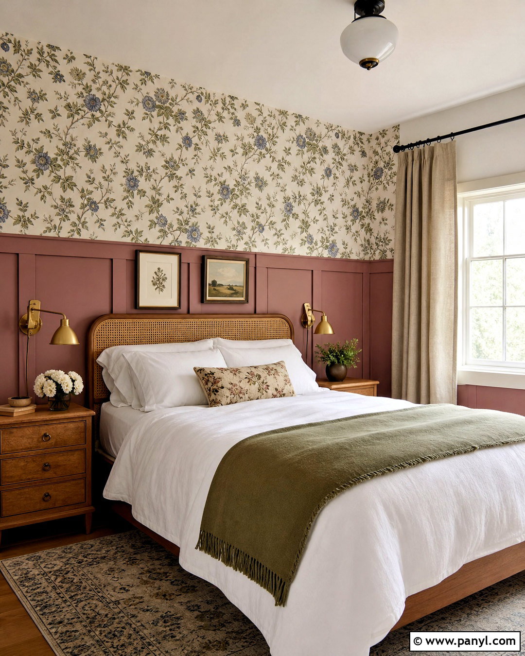Bedroom Wainscoting With Floral Wallpaper - 20 wall wainscoting ideas