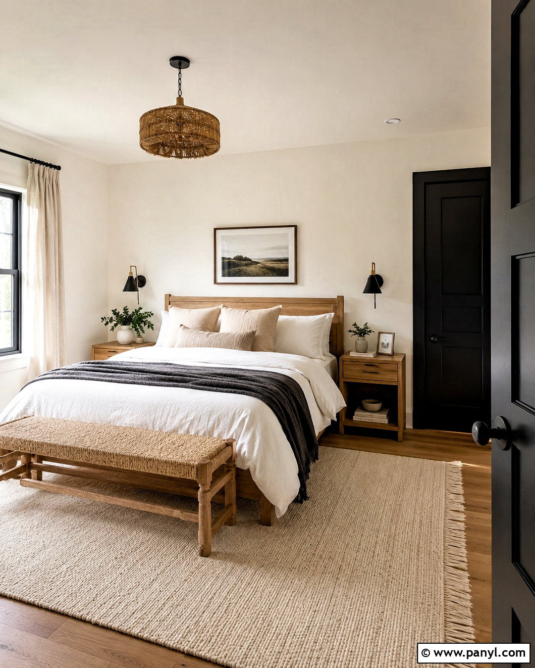 Bedroom With Black Door - 35 White Walls Black Doors