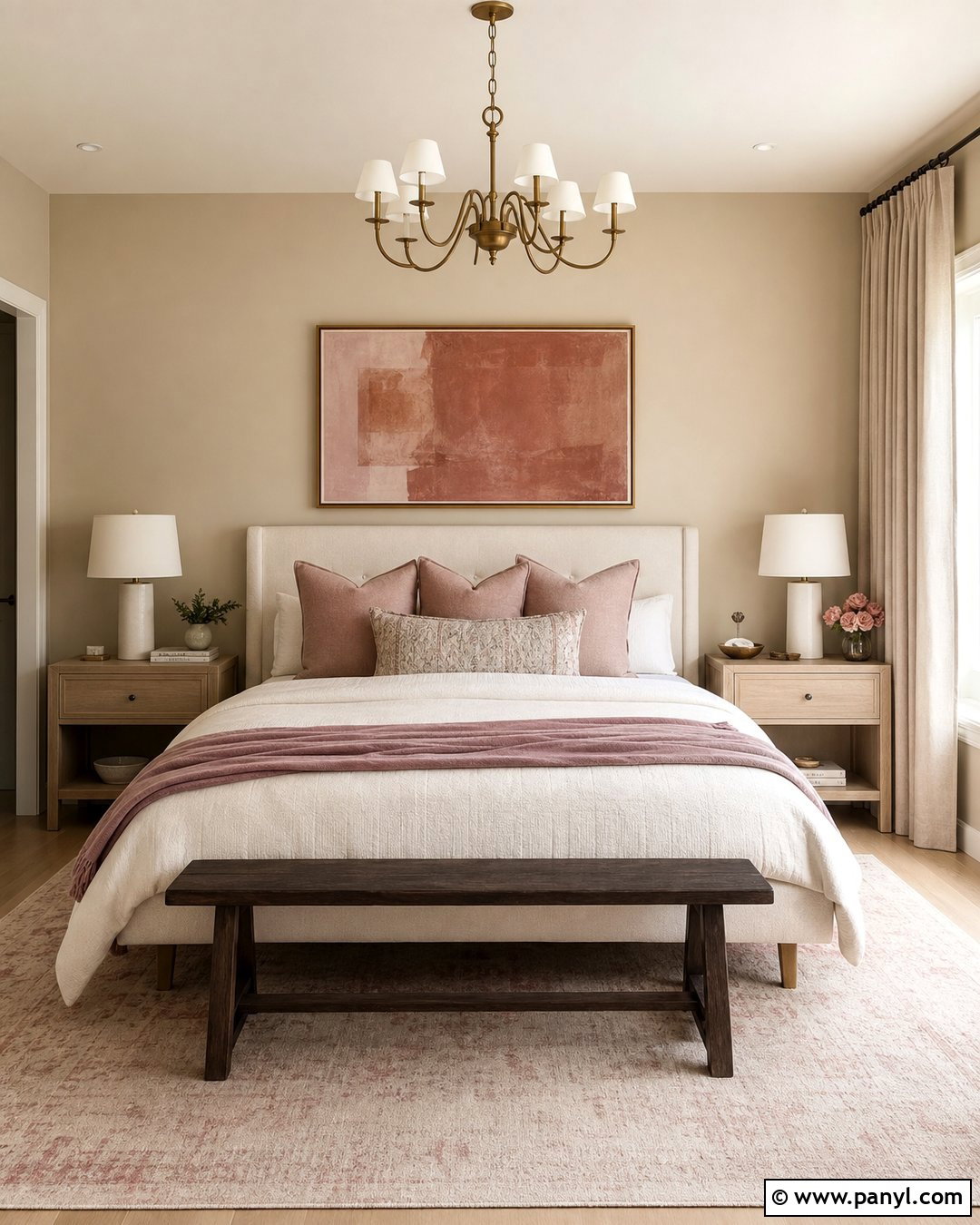 Bedroom With Blush Accents - 50 Vanilla Latte Color Wall Ideas