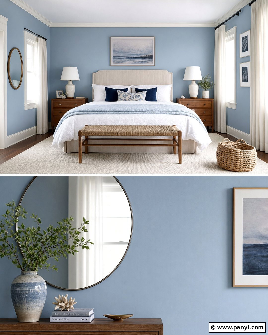 Bedroom With Light Blue Walls And White Bedding - 50 light blue walls