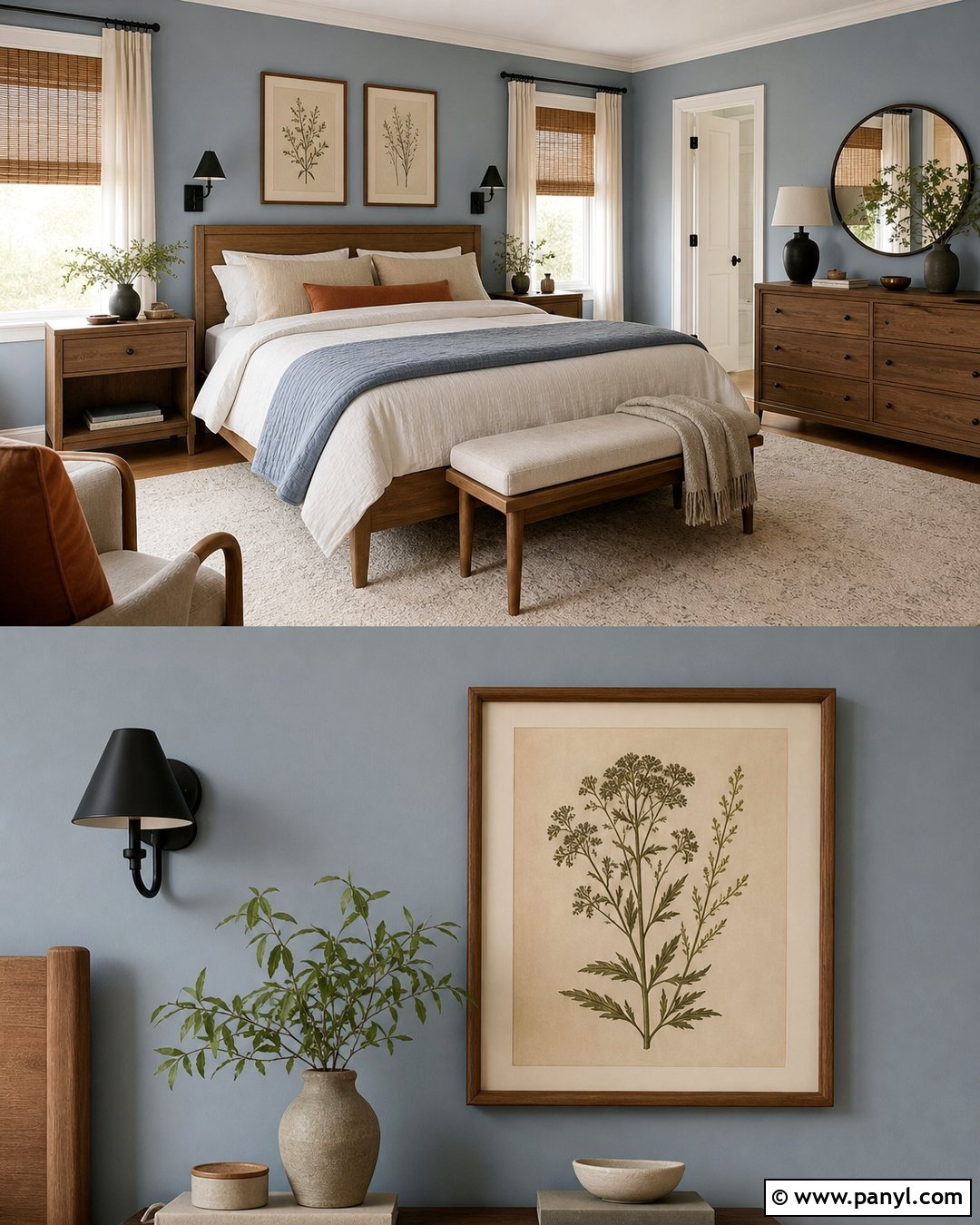 Bedroom With Light Blue Walls And Wood Furniture - 50 light blue walls