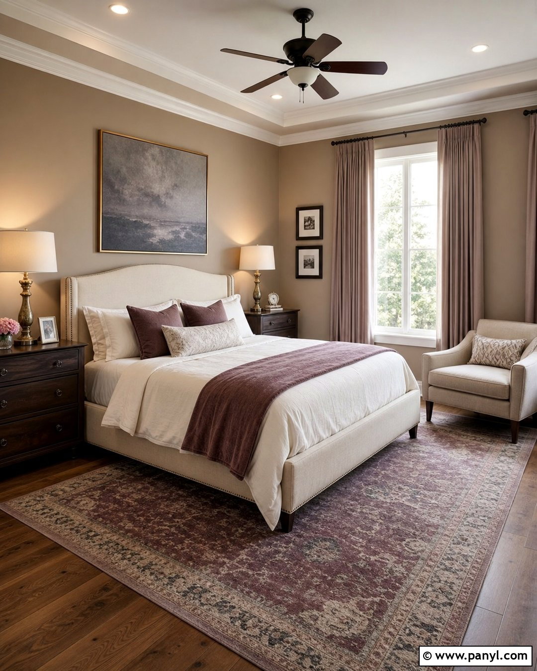 Bedroom With Light Brown Walls And Mauve Decor - 35 light brown walls
