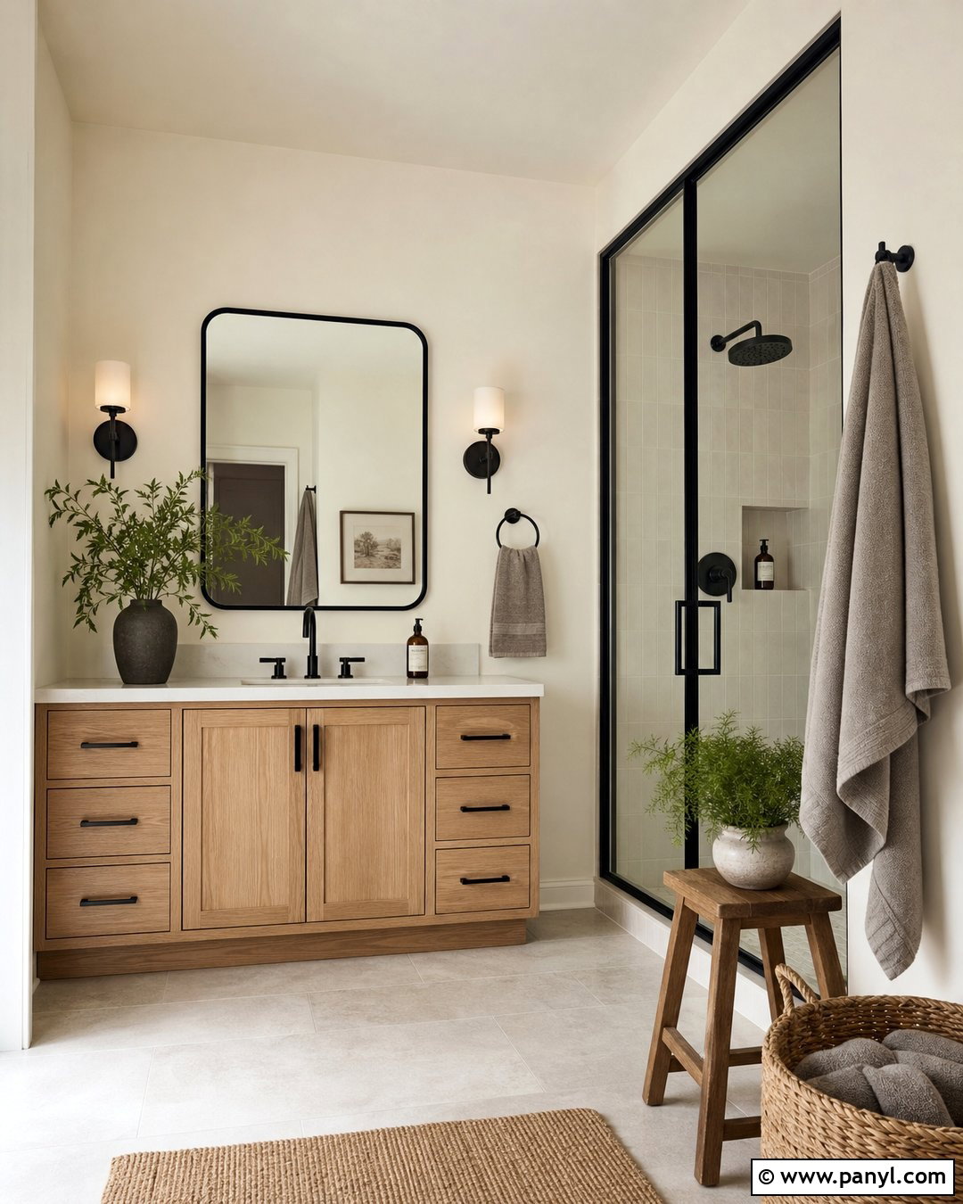 Behr Swiss Coffee Bathroom With Black Fixtures - 35 behr swiss coffee walls