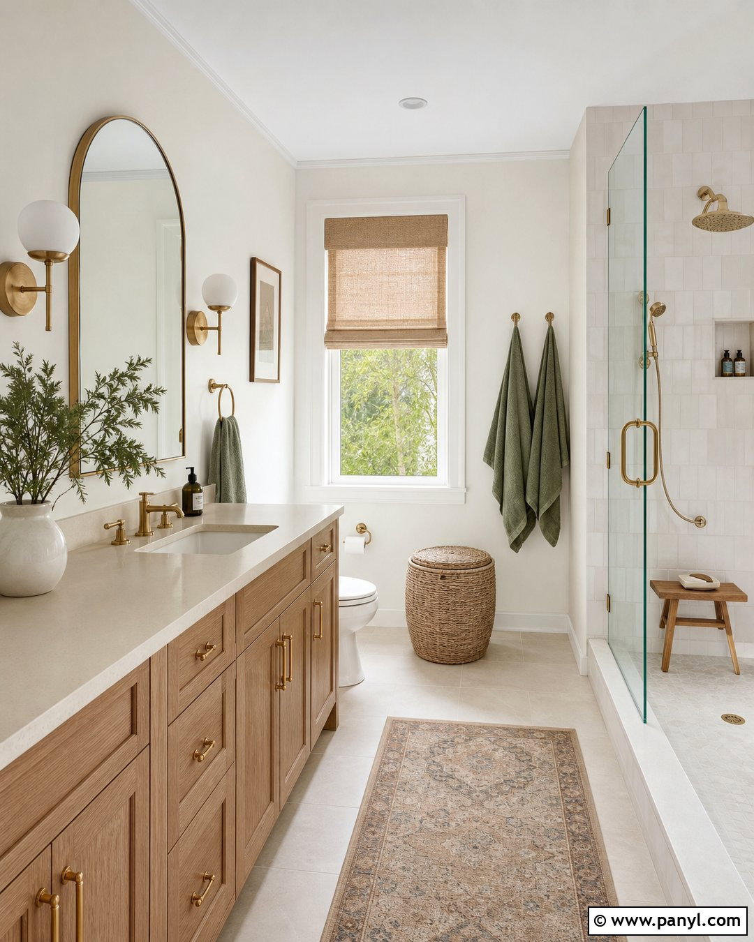 Behr Swiss Coffee Bathroom With Wood Vanity - 35 behr swiss coffee walls