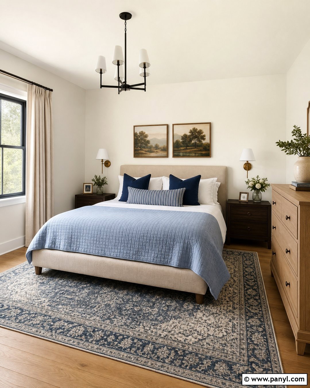 Behr Swiss Coffee Bedroom With Blue Bedding - 35 behr swiss coffee walls