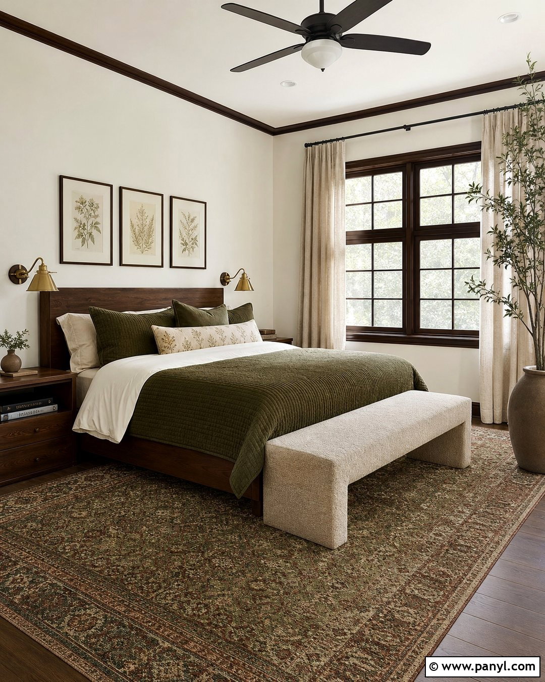 Behr Swiss Coffee Bedroom With Green Accents - 35 behr swiss coffee walls