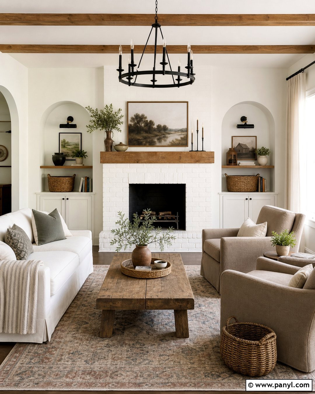Behr Swiss Coffee Modern Farmhouse Living Room - 35 behr swiss coffee walls