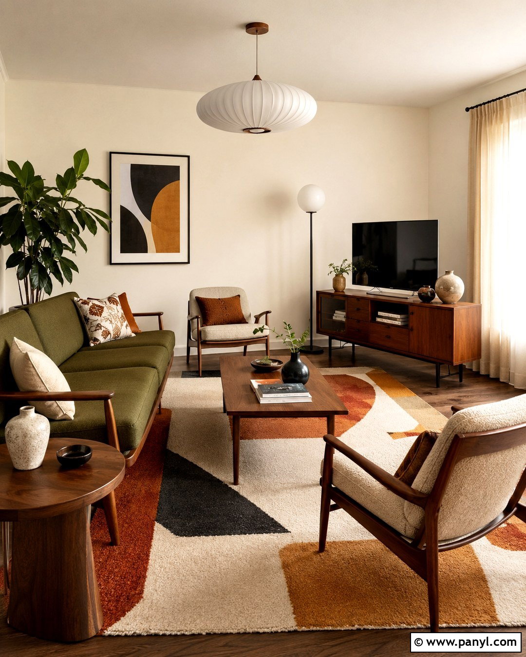 Behr Swiss Coffee Walls Midcentury Modern Living Room - 20 Behr Swiss Coffee Walls Living Rooms