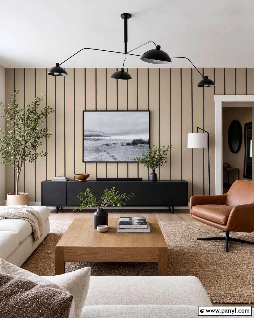 Beige And Black Modern Wall Stripes - 20 Neutral Color Wall Stripes