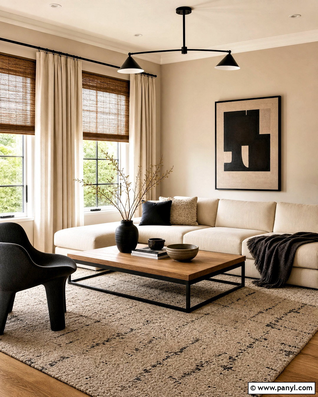 Beige And Black Sitting Room - 20 sitting room colour ideas