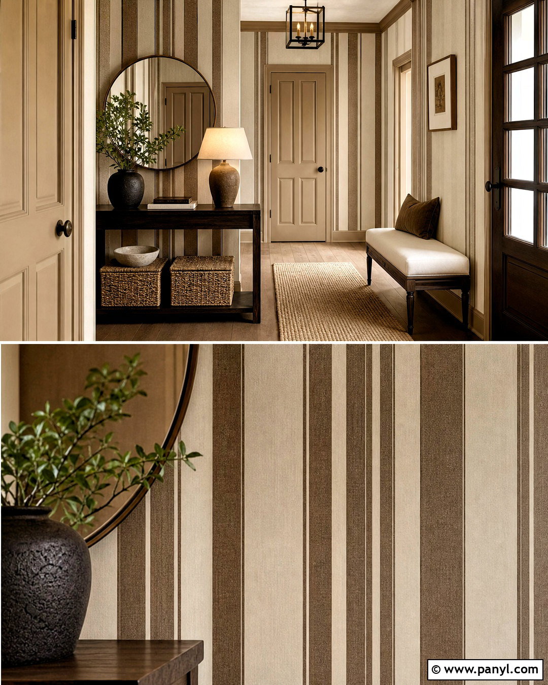 Beige And Brown Vertical Striped Entryway - 20 striped walls vertical ideas