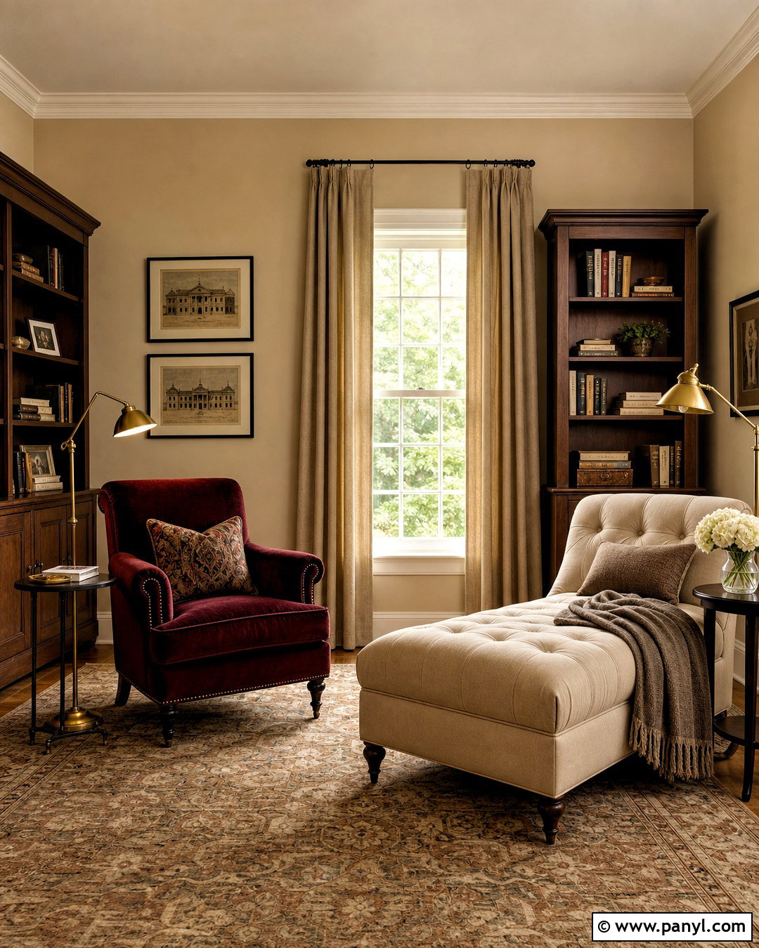 Beige And Burgundy Reading Room - 20 beige room color ideas