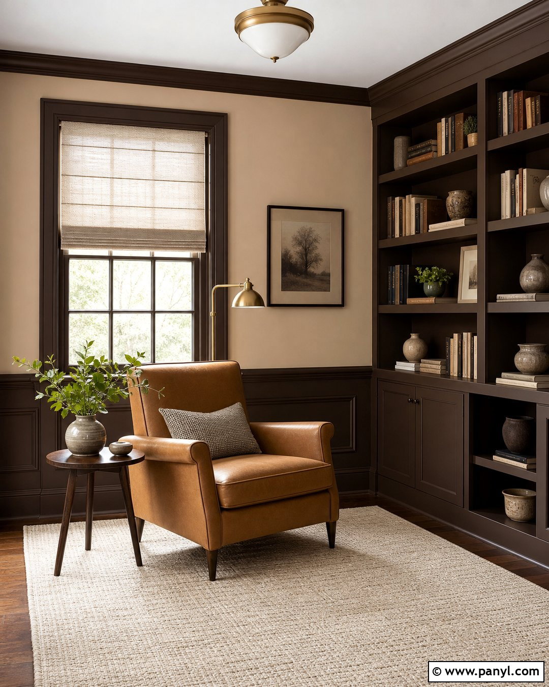 Beige And Chocolate Brown Two Tone Wall - 35 2 Tone Wall Paint Ideas