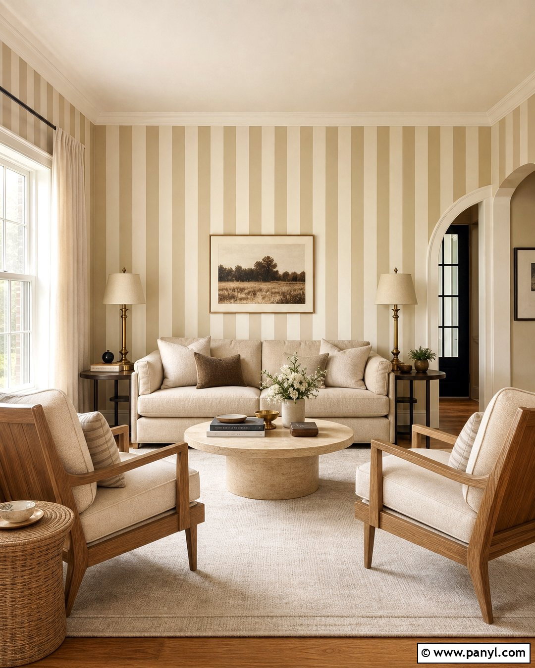 Beige And Cream Vertical Wall Stripes - 20 Neutral Color Wall Stripes