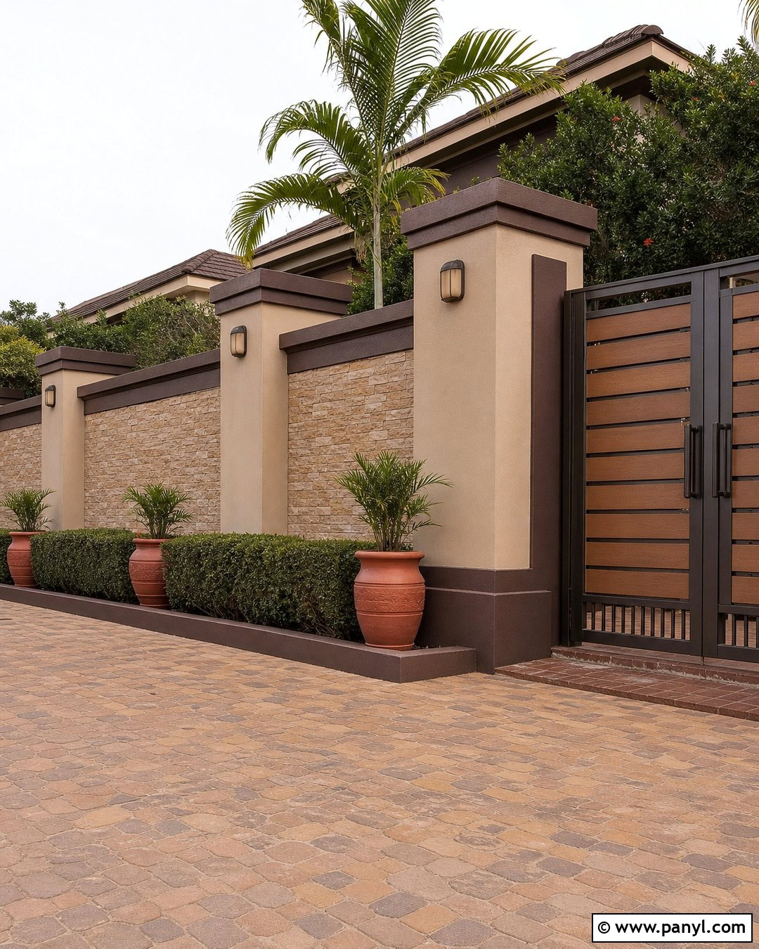 Beige And Dark Brown Compound Wall - 30 compound wall colour combinations