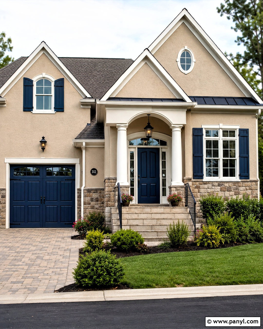 Beige And Deep Blue Outer Wall - 20 outer wall colour combination ideas