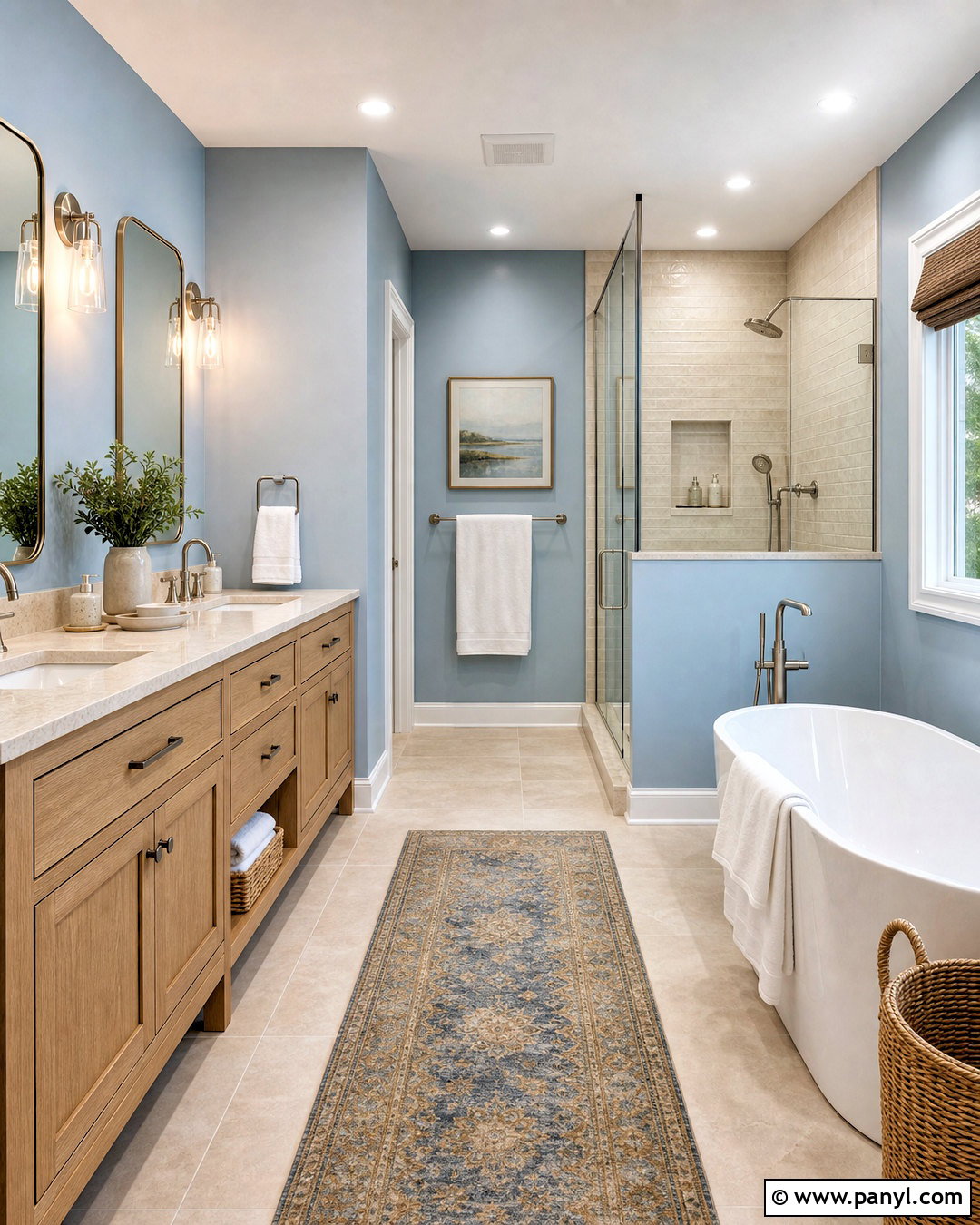 Beige And Dusty Blue Bathroom - 20 beige room color ideas