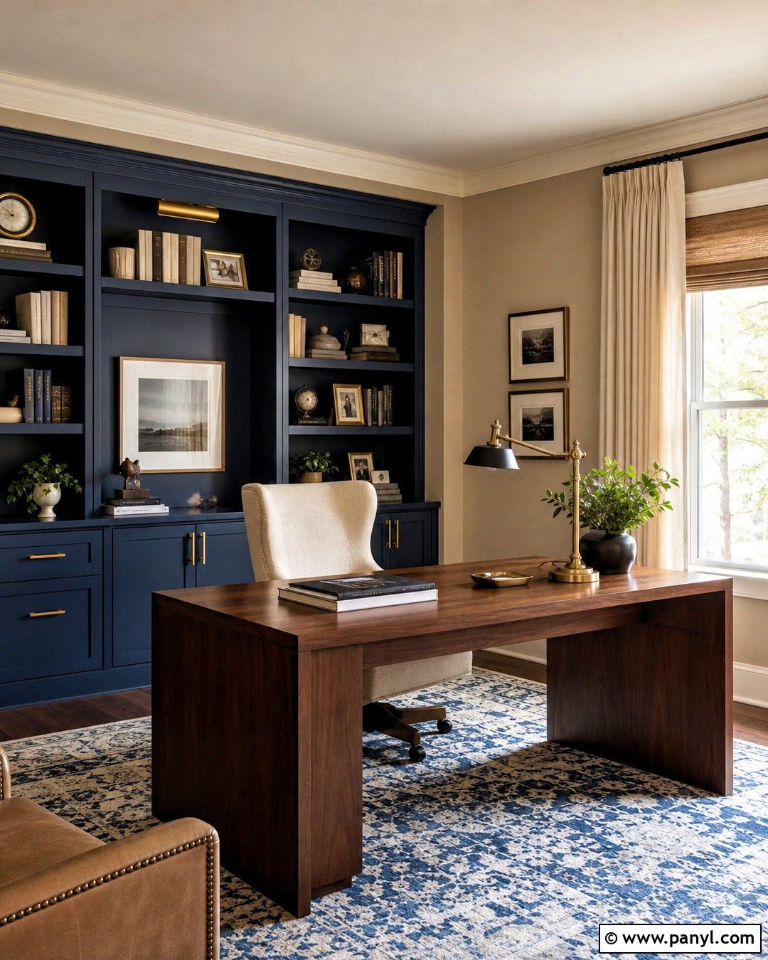 Beige And Navy Blue Home Office - 20 beige room color ideas