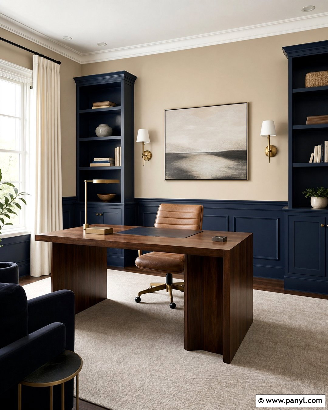 Beige And Navy Two Tone Wall Color - 50 wall colour ideas