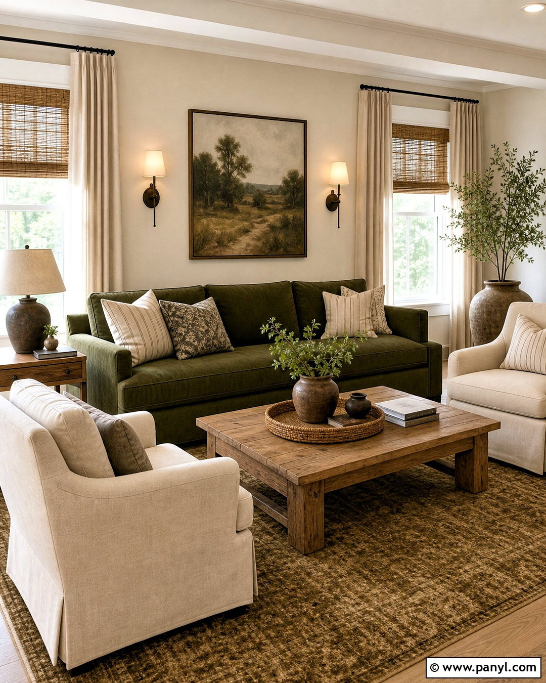 Beige And Olive Farmhouse Living Room Palette - 20 farmhouse color palette living room ideas