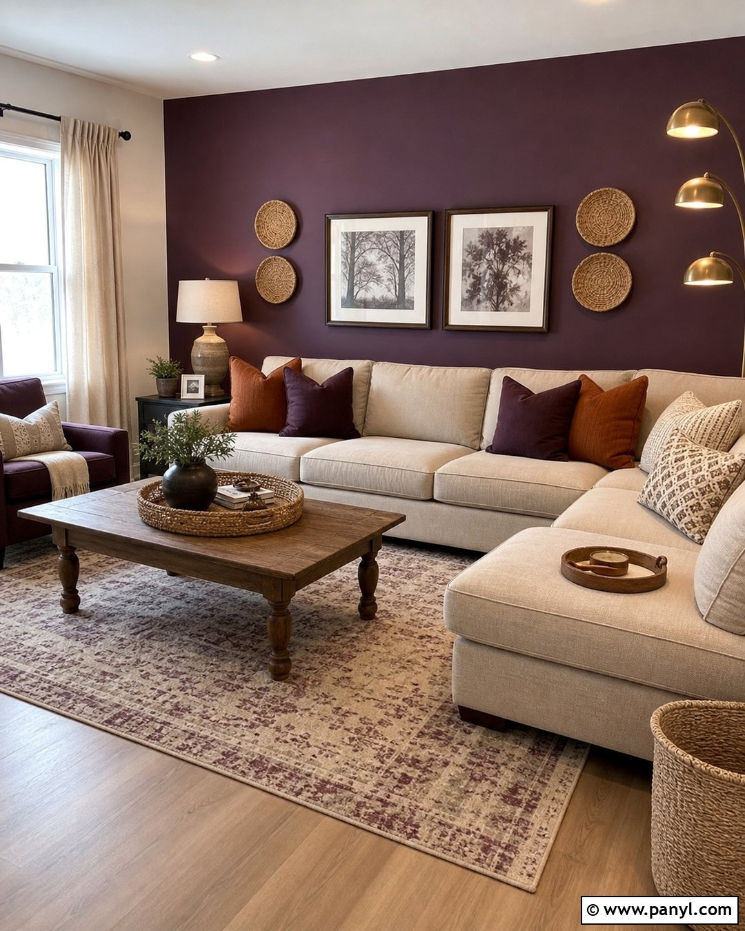 Beige And Purple Accent Wall Living Room - 30 Purple Accent Wall Living Room Ideas