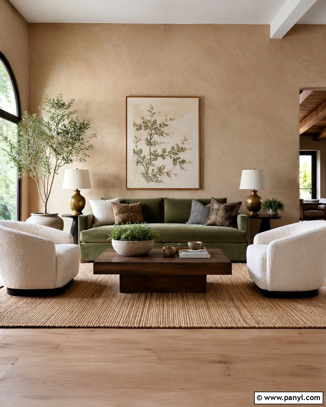 Beige And Sage Green Feature Wall Living Room - 20 Beige Feature Wall Living Rooms