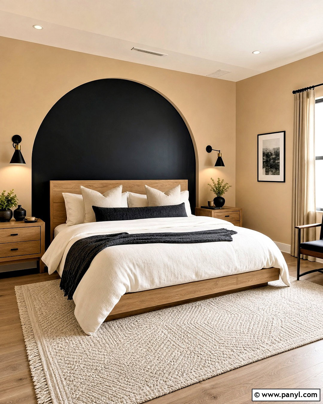 Beige And Soft Black Geometric Walls - 20 two color wall ideas paint ideas