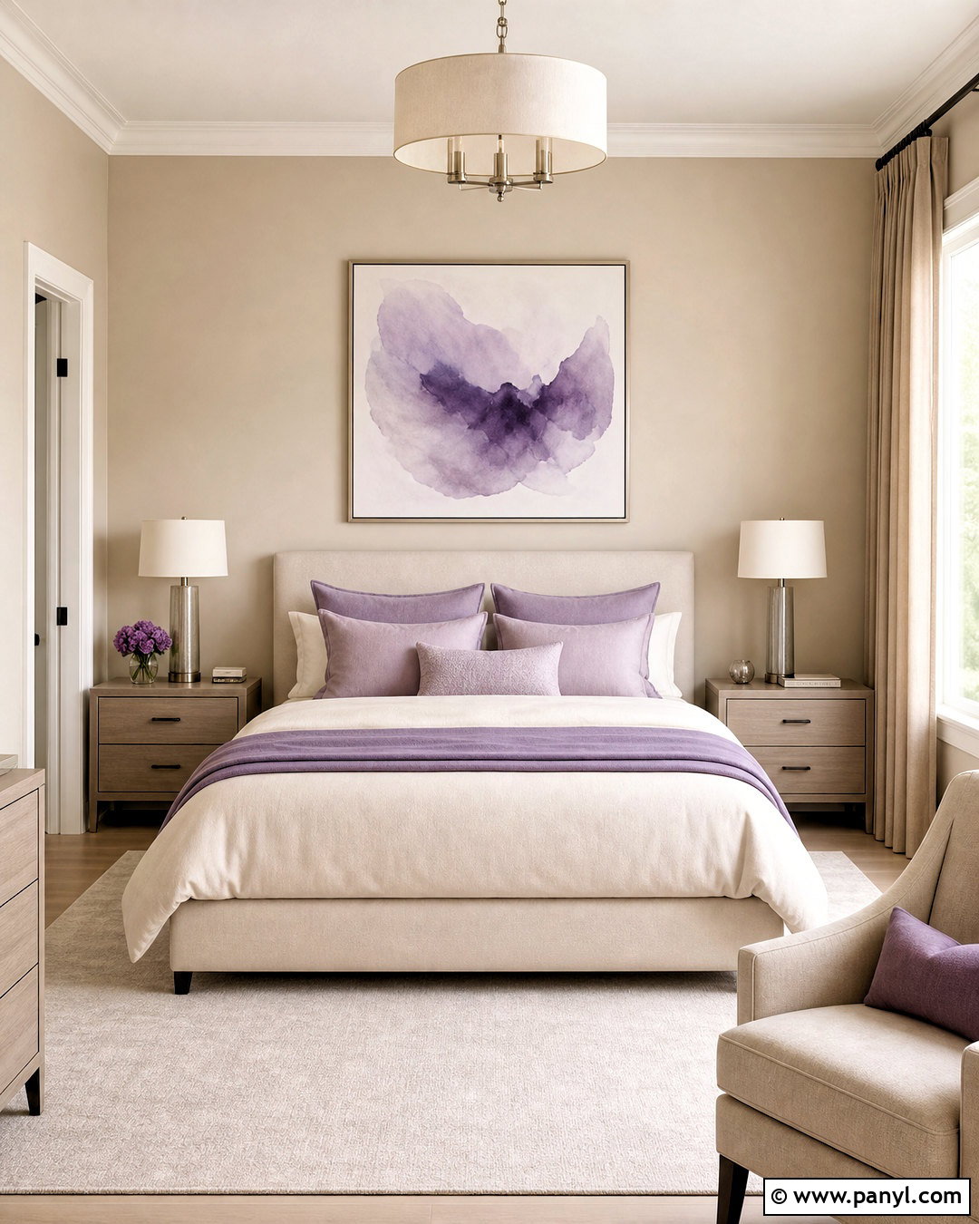Beige And Soft Lavender Bedroom - 20 beige room color ideas