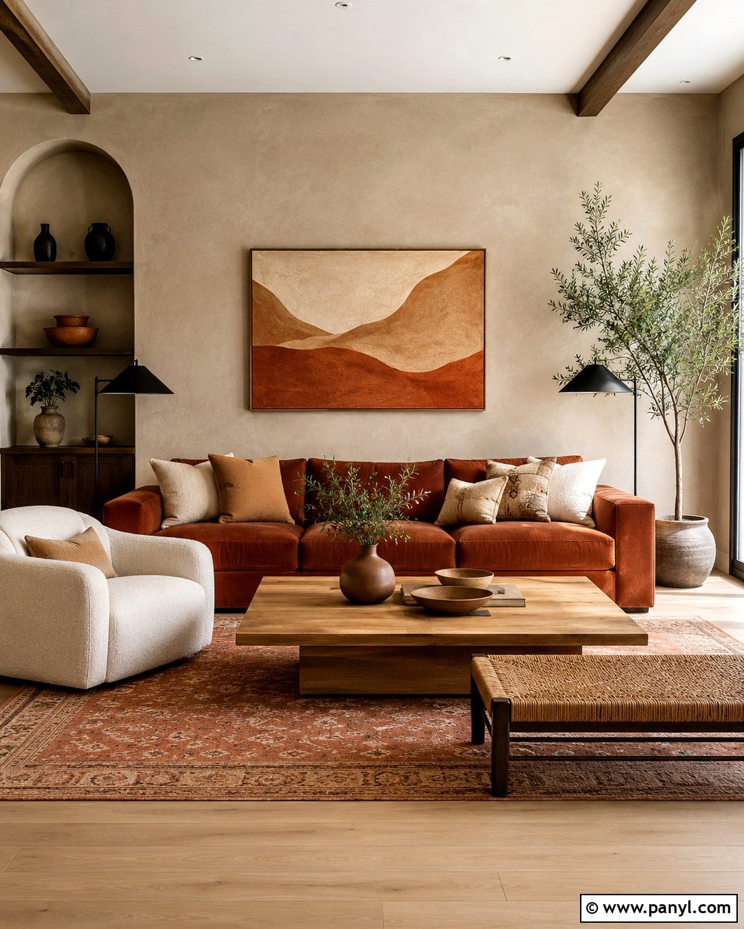 Beige And Terracotta Feature Wall Living Room - 20 Beige Feature Wall Living Rooms