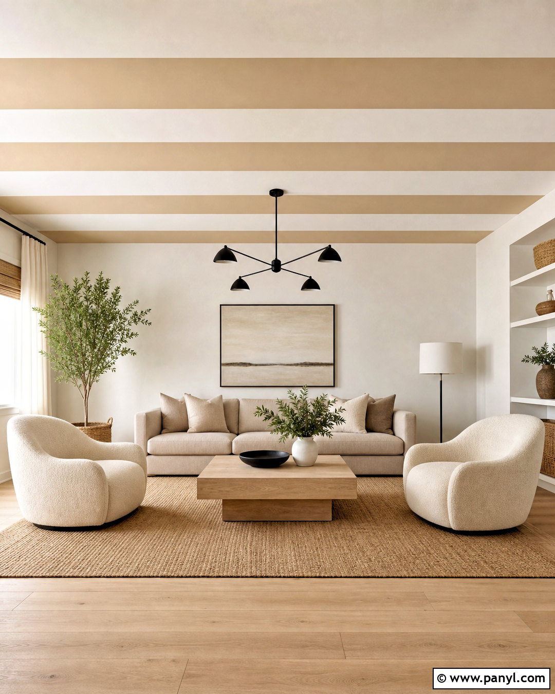 Beige And White Striped Ceiling - 20 striped ceiling ideas