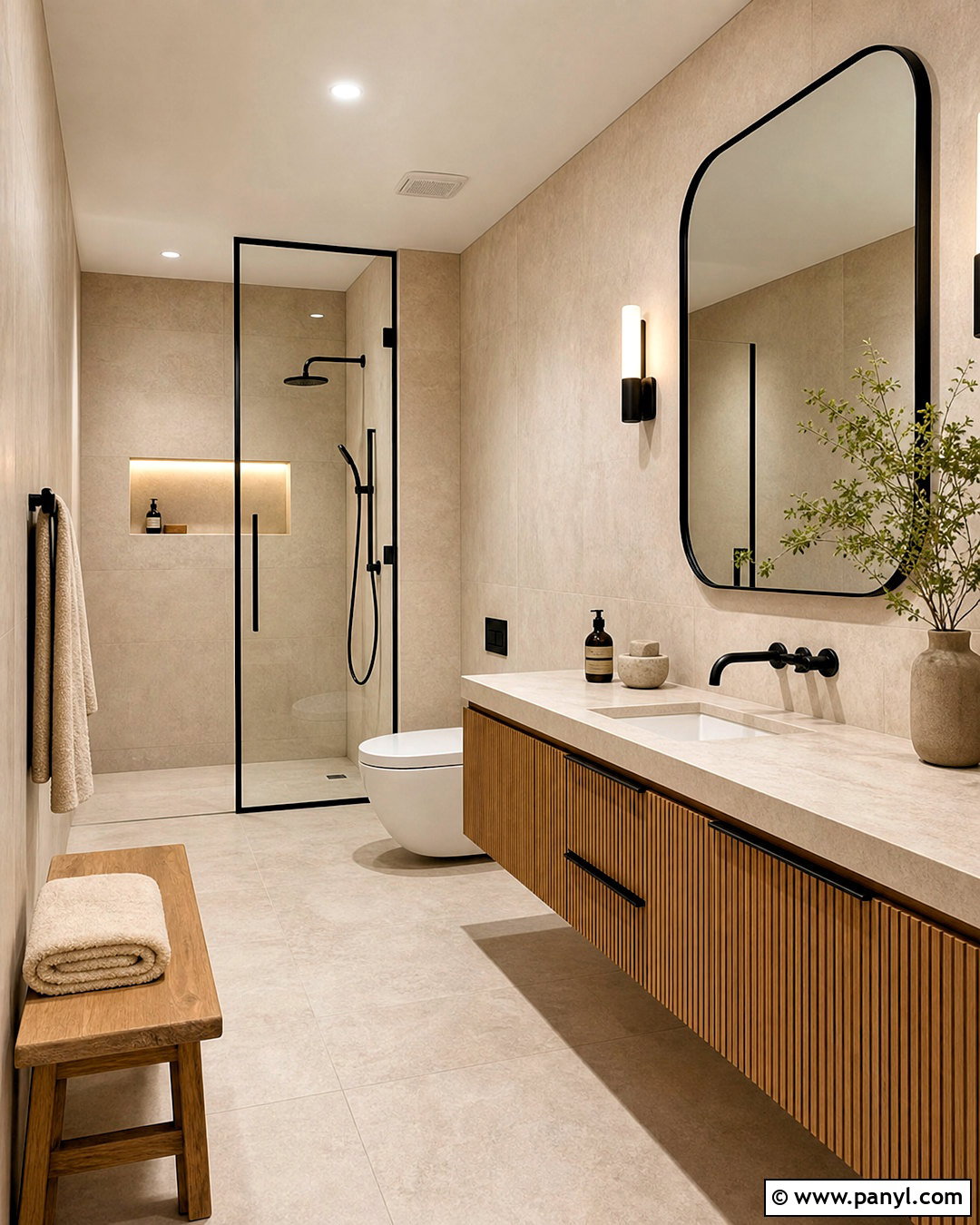 Beige Bathroom With Black Accents - 20 bathroom with black accents