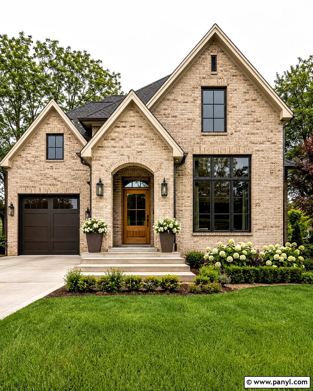 Beige Brick Stain With Dark Bronze Trim - 20 brick stain exterior before and after ideas