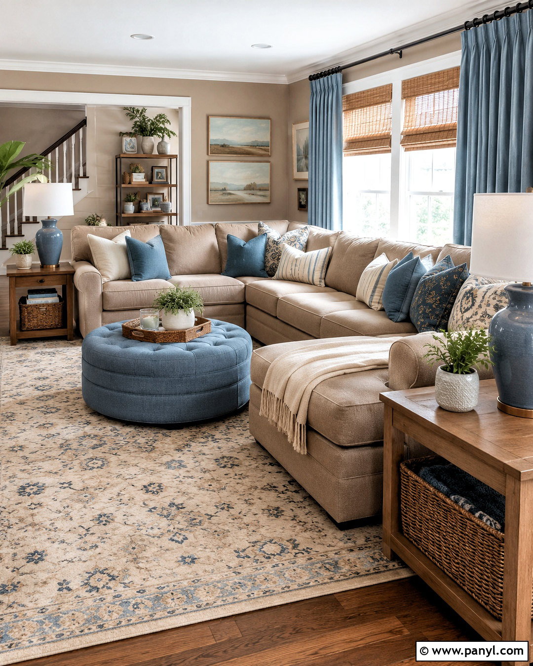 Beige Brown And Dusty Blue Living Room - 20 brown and blue living room ideas