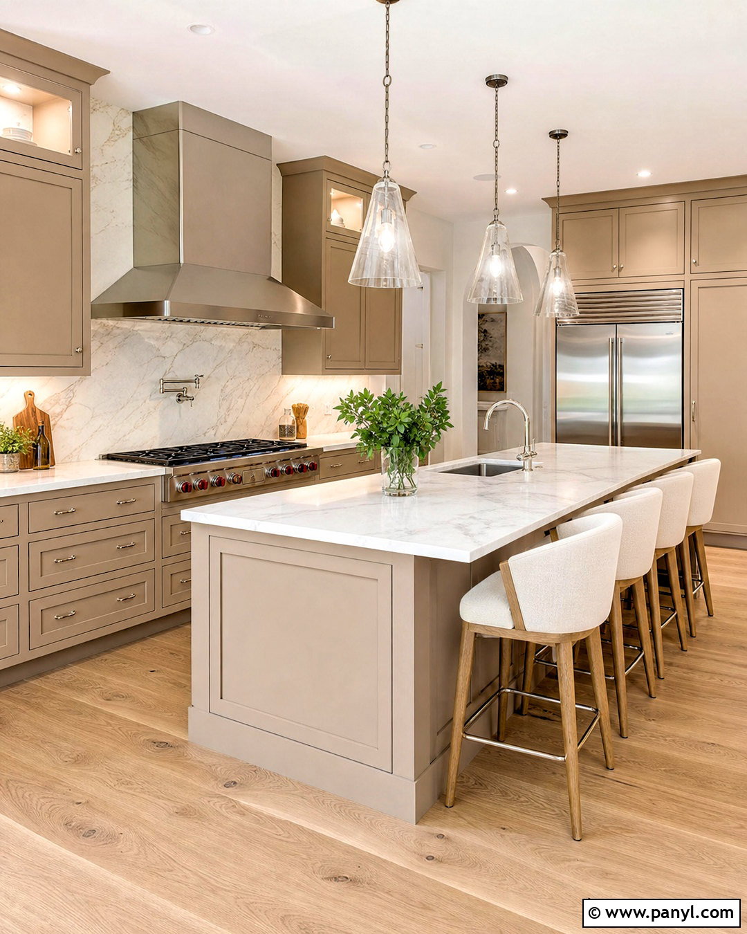 Beige Cabinets With White Marble Countertops - 20 white and beige kitchen ideas