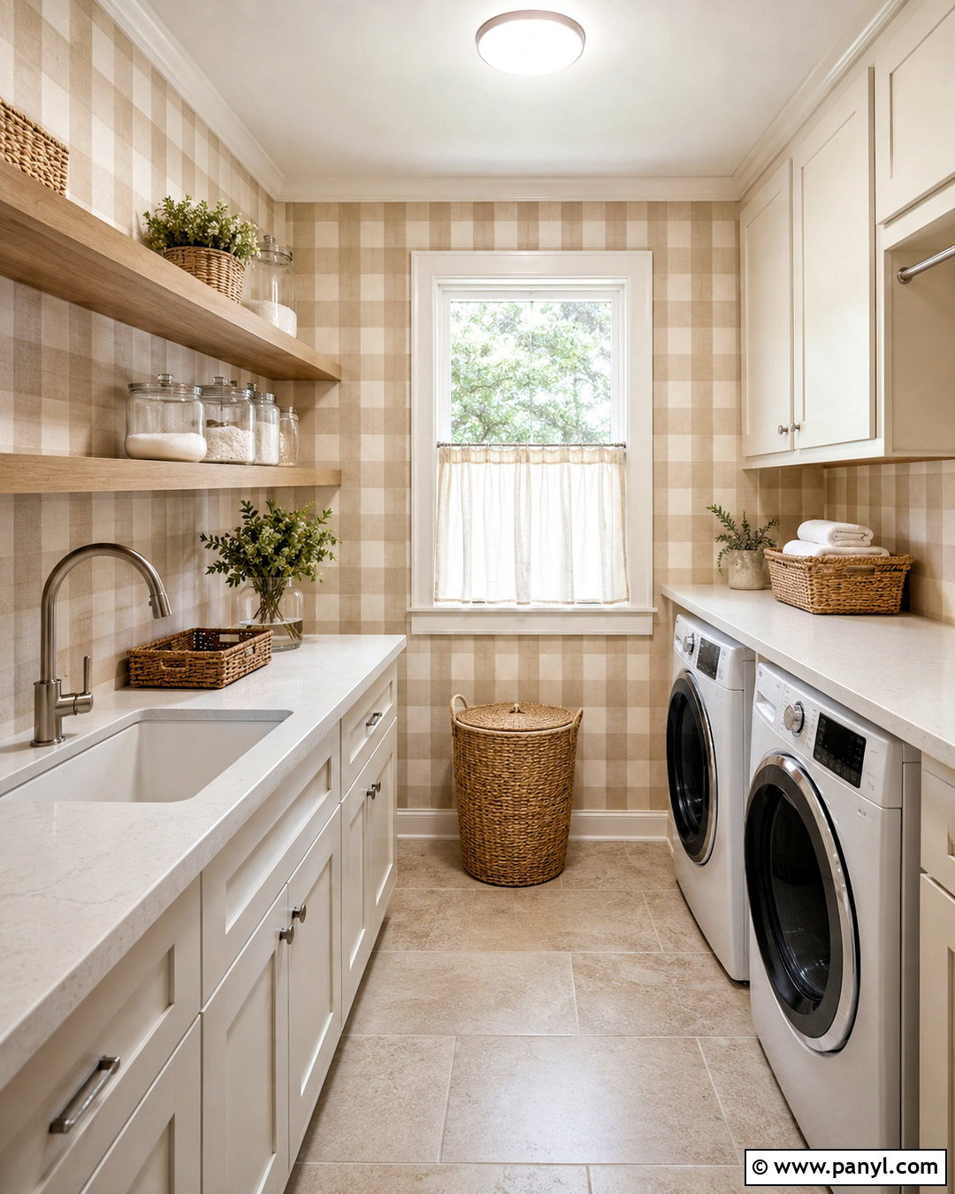 Beige Checkered Wallpaper Laundry Room - 20 cute checkered wallpaper ideas