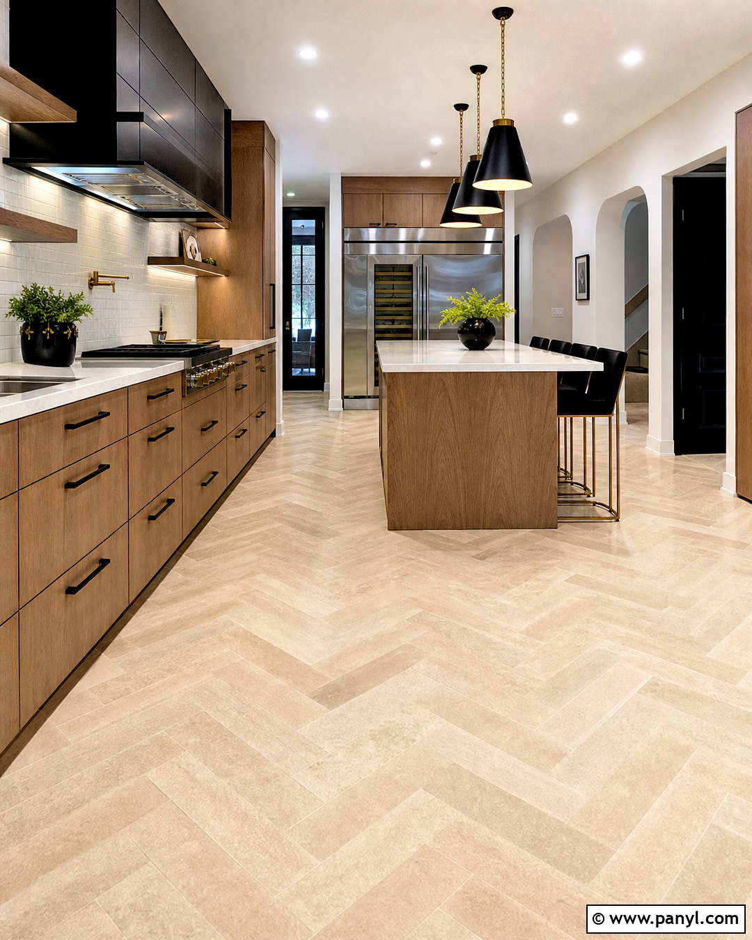 Beige Chevron Floor Tile - 20 latest tiles design for floor ideas