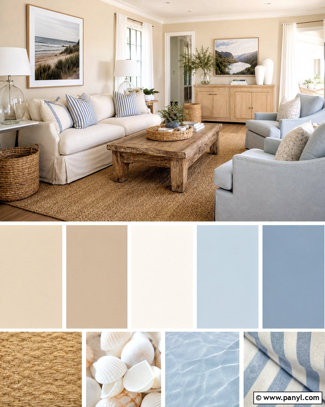 Beige Coastal Living Room Palette - 20 beige colour palette ideas