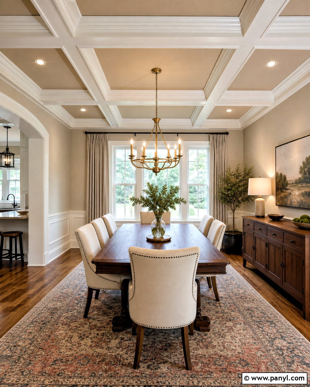 Beige Coffered Dining Room Ceiling - 20 beige ceiling ideas