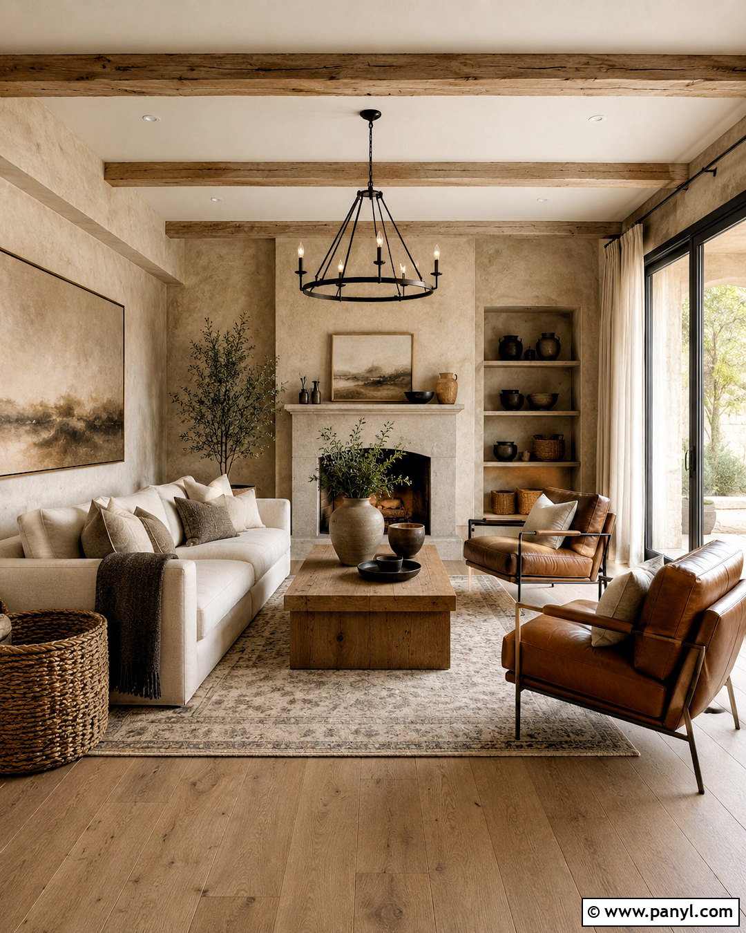 Beige Color Washed Walls In A Living Room - 20 color washing walls