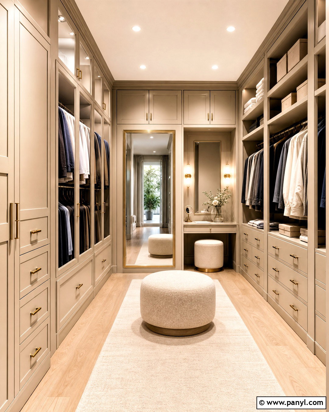 Beige Dressing Room With Built-In Wardrobes - 20 beige colour room ideas