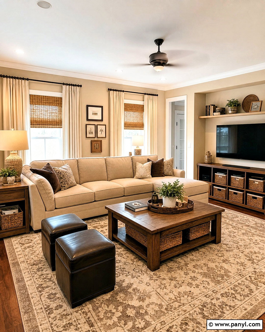 Beige Family Room With Brown Accents - 20 beige colour room ideas