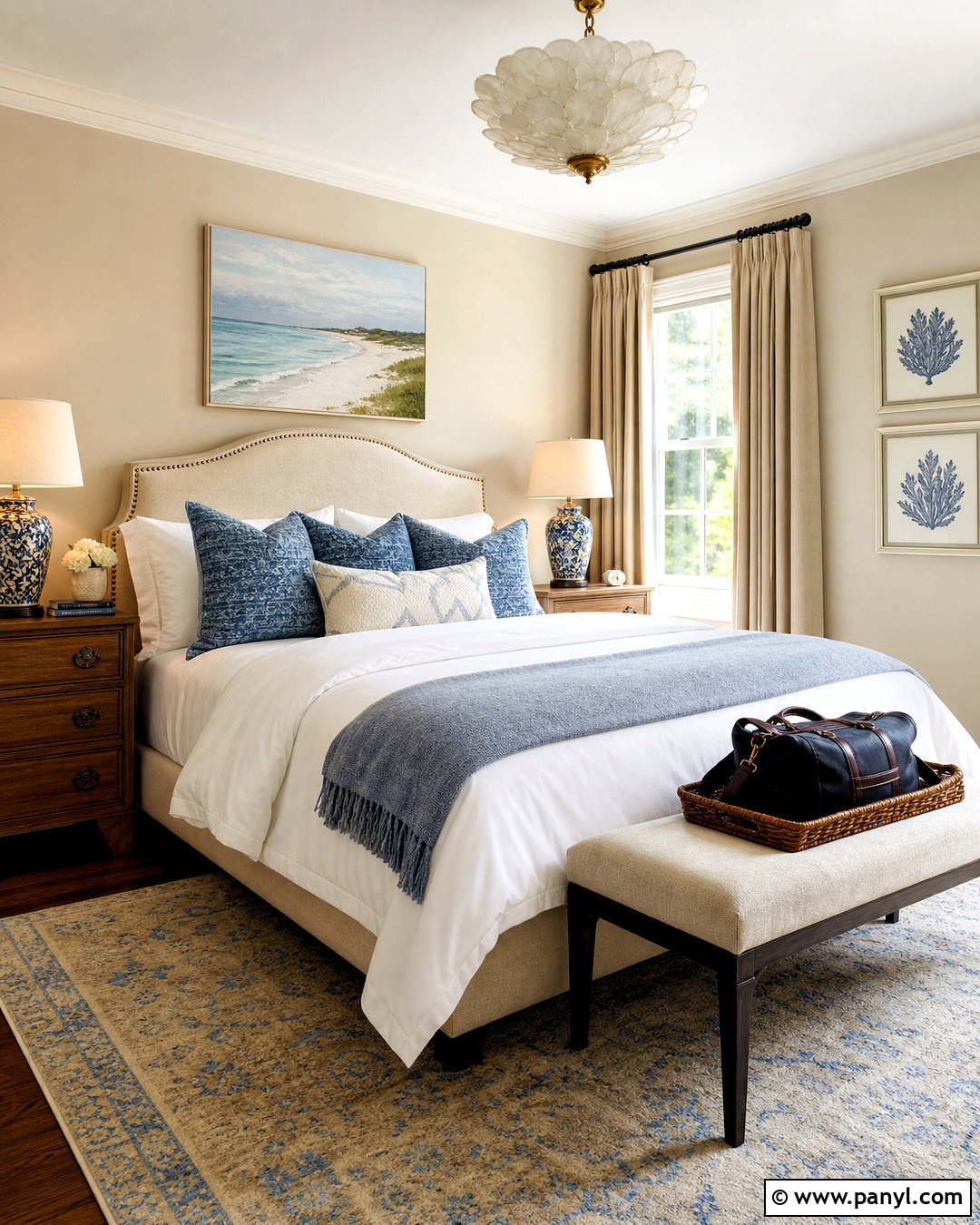 Beige Guest Bedroom With Blue Accents - 20 beige colour room ideas