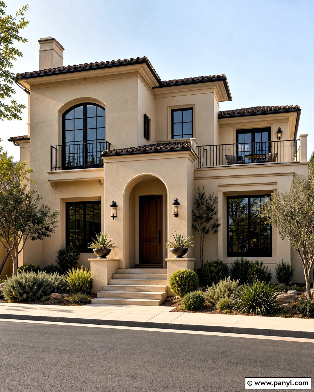 Beige House Color With Black Windows - 20 house color ideas